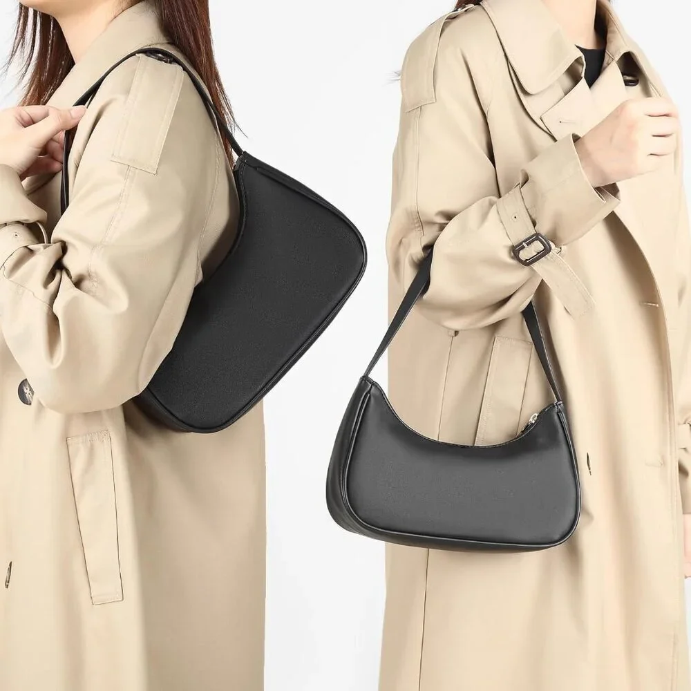Vegan Leather Shoulder Bag Women Hobo Tote Purse Clutch Zipper Closure